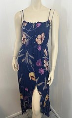 Free People Intimately “Black Combo” Smocked Maxi Dress Navy Floral Small $108