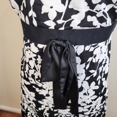 Covington Women&rsquo;s Black White Floral Sleeveless A Line Dress Bow Size 10