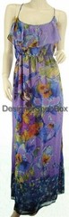 $264 ALI RO Spaghetti Strap Flower Print Silk Purple Designer MAXI Dress US 12