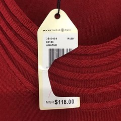 Sophie Max Ruby Red Sweater Dress XL Cotton Blend Long Sleeve