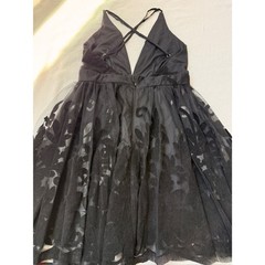 Elegant Black Tulle Cocktail Dress with Floral Pattern