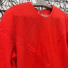 VTG 60s 70s Fashionmaker Orange Double Knit Polyester Textured Sheath Dress