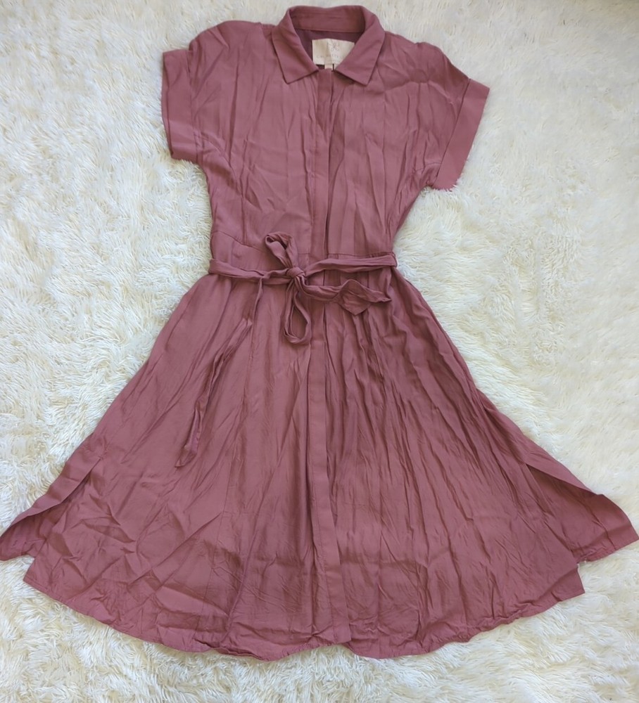 Gal Meets Glam Collection Button Up Midi Dress Size 2 Pockets