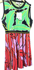 Diane von Furstenberg DVF Parker Knit Dress Pleated Fit Flare Vetiver Women L