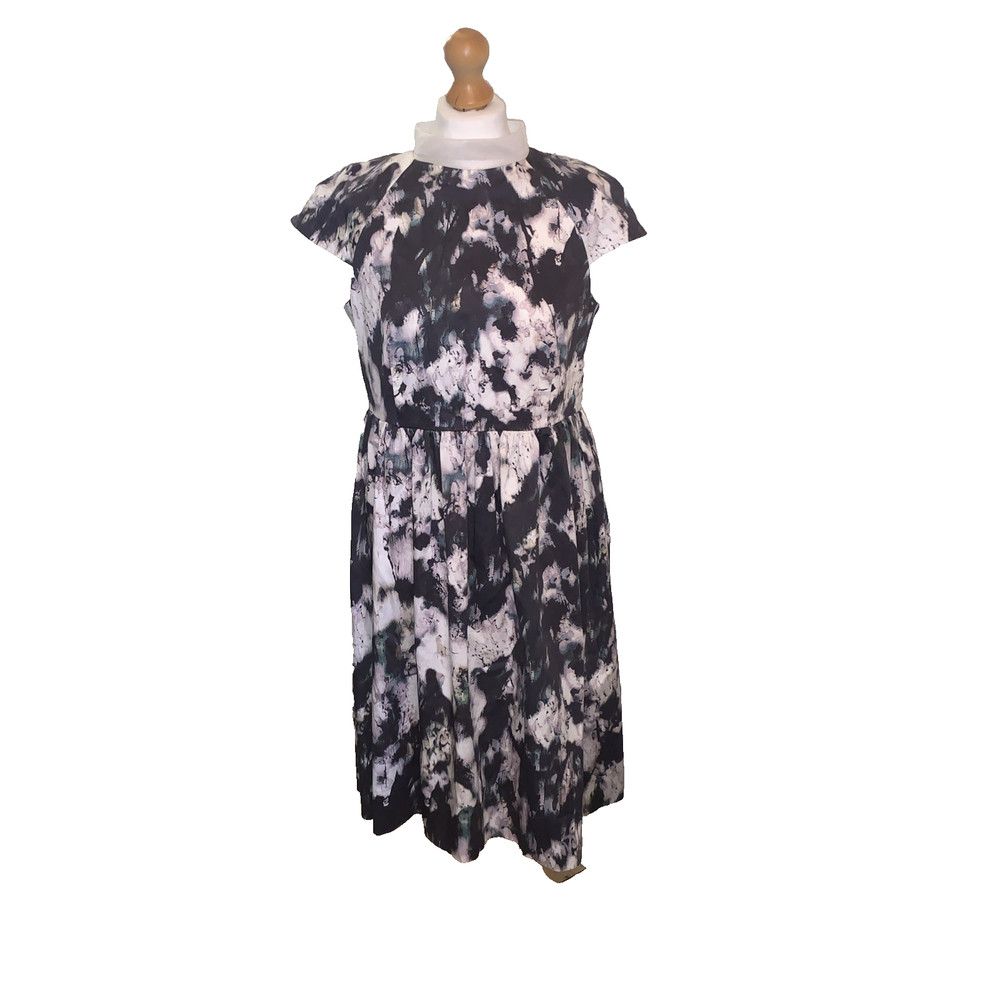 COS Stand-Up Net Collar Abstract Printed Dress. Size 42