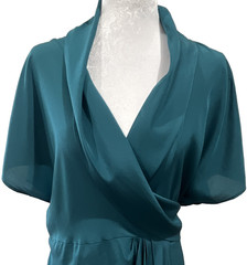 Calypso St. Barth Silk Wrap Dress XS Blue Resort Beach Wedding Guest Luxury Tiel
