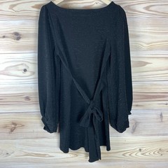 INA (i:na) Dress Medium Balloon Sleeve Black Sparkle Mini Occasion Cocktail NWT