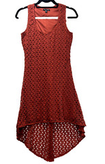 AS U WISH Open Knit Orange High-Low Lined Sleeveless Dress Women&rsquo;s Size Small