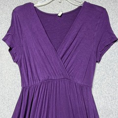 Mother Bee Maternity Purple Ruffle High Low Dress BQD1155-S Womens Large