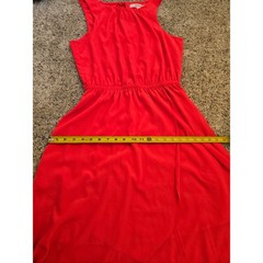 Athleta Womens Small Coral Pink Sleeveless Tassel Back Dress Tulip Hem