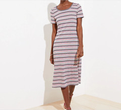 Loft Stripe Ribbed Midi Women&rsquo;s Dress Color: Multi Size: S, M, L, XL