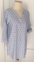 Hatley Tunic Dress Nautical Anchors Blue Ticking Tunic Shirt Cotton sz M