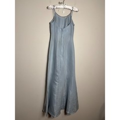 Jessica McClintock Gunne Sax VTG Y2K Blue Shimmer Gown 3/4 Rhinestone Slip Dress