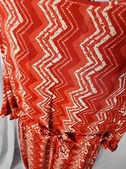 Drawstring Waist 3/4 Cuff Sleeves Key Hole Back With Button Close