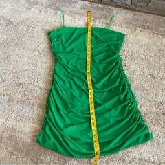 Princess Polly Dress Bodycon Mini Length Green Open Back Ruched Sides Strappy