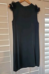 MOTHER OF PEARL Deep Green Shift Dress with Tule & Pearls size (US 8) (IT 42)