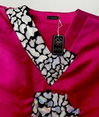 African Clothiers Pink liquid water Satin Kaftan Dress V-Neck Kimono One Size