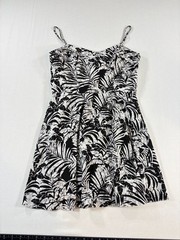 American Eagle Black and White Palm Leaf Print Cutout Back Dress Size 6