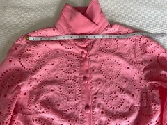 Fanco Eyelet Button Down Pink Mini Ruffled Cotton Dress Sz M See Measurements