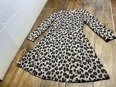 Kate Spade Forest Feline Jacquard Leopard Knit Dress Fit Flare Stretch Pockets 0