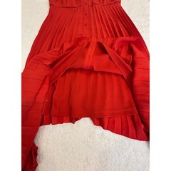 Cato Red Sleeveless Pleated Button Down Handkerchief Hem Midi Dress Large NEW