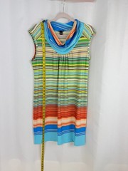 New Directions Womens Petite Large Sheath Dress PL Multicolor Striped Sleeveless