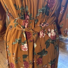 Joe Browns Mustard Yellow Floral Print Dress Size 14 Viscose USED