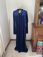 Anthropologie Amadi Bianca Velvet Long Sleeve Blue Long Dress Size Medium