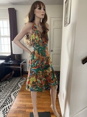 80s does 50s Eugene Savage Print Hawaiian Shirt Dress Honeymoon Wedding Set M