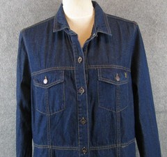 Frye Women&rsquo;s Denim Dress Sz XL Button Front Dark Wash