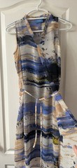 Simply Vera Vera Wang Sleeveless V-Neck A-Line Chiffon Abstract Dress S Blue