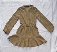 Nine of Blush Women&rsquo;s Taupe Solid Long Sleeve Collared Button Shirt Mini Dress S