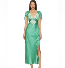 Free People Cooper Green Midi/Maxi Satin Silk Floral with lace details