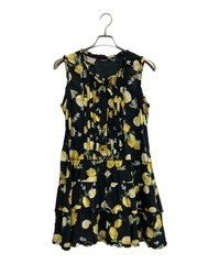 PINK HOUSE Lemon Print Frill Dress/ Black x Yellow/ Size: None