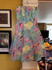 Lilly Pulitzer White Label Blue Green Multi-Color IRIS Floral Print Dress Size 4