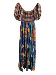 EUC Farm Rio &lsquo;Tuca Maravilha&rsquo; Off-Shoulder Rainbow Tropical Print Maxi Dress -XS