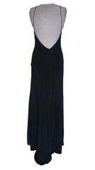 Vtg Y2K BCBGMaxAzria Open Back Sleeveless Maxi Dress Slinky Black Halter Gown M