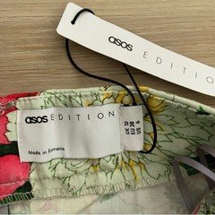 ASOS EDITION Puff Sleeve Cut Out Back Dress in Pink Floral 6