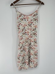 Promod Boutique Francaise Floral White Multicolor Spring Dress Tie Back
