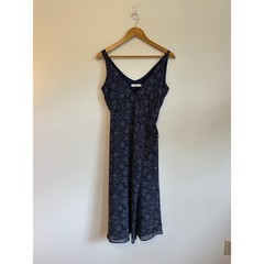 MOD REF Polka Dot Sleeveless Wrap V-Neck Midi Dress V-Neck | Size Small