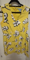 Draper James Yellow Floral V-Neck Sleeveless A-Line Cotton Dress 4