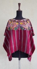 Vintage Traditional Guatemalan Floral Hand Embroidered Huipil L:57 B:90 S:91cms