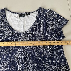 Cynthia Rowley Shift Dress Womens 1X Navy Blue Paisley V Neck Knit Stretch