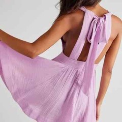 Free People Leonie Mini Dress Pink Smocked Sleeveless Tie Tiered Small S NWT