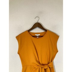 Modern Chic Nine West Womens Medium Mustard Yellow Tie Waist Sleeveless Dress