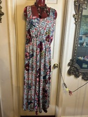 NWT ROUGE COLLECTION -PLUS SIZE 2X STRETCH RACER BACK- MAXI FLORAL DRESS