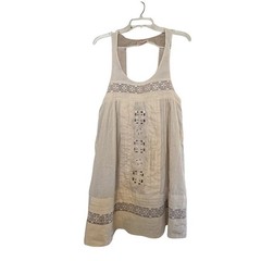 Billabong Sleeveless Mini Dress Beige Embroidered Cutout Casual Summer