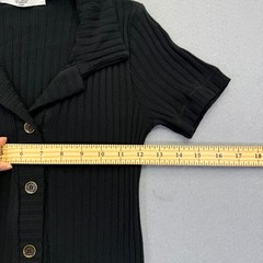 Project Social T Hideaway Button Front Sweater Dress Black Ribbed XS