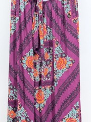 Free People L Floral Strapless Tie Back Palazzo Wide Leg Jumpsuit Bohemian Boho
