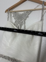 Morilee Dress Womens 8 White Tulle Ball Gown Beaded Back Wedding Bridal Veil